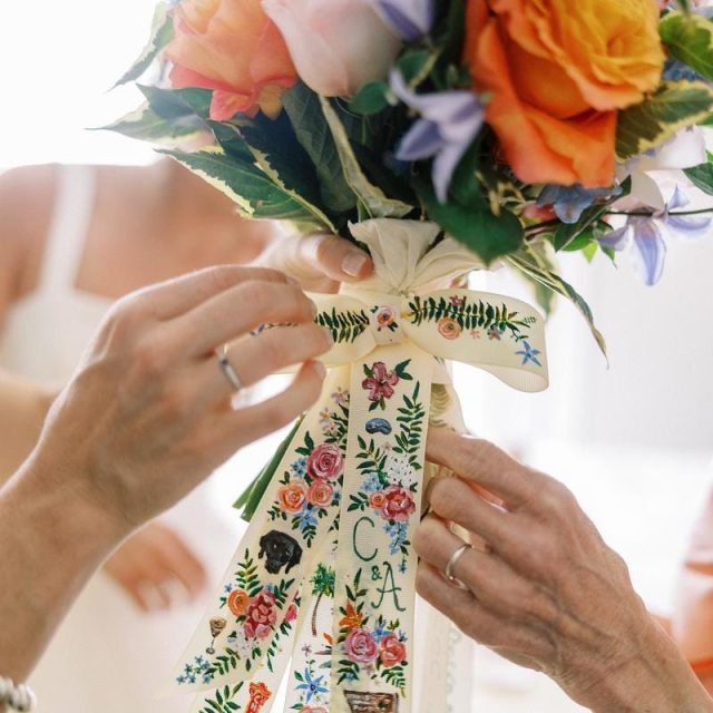 Bespoke Painted Bouquet Bow Ribbon