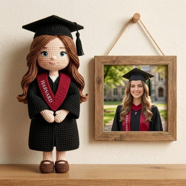 Handmade Graduate Crochet Doll, Personalized Amigurumi Look Alike Doll, Custom Graduation Keepsake Gift