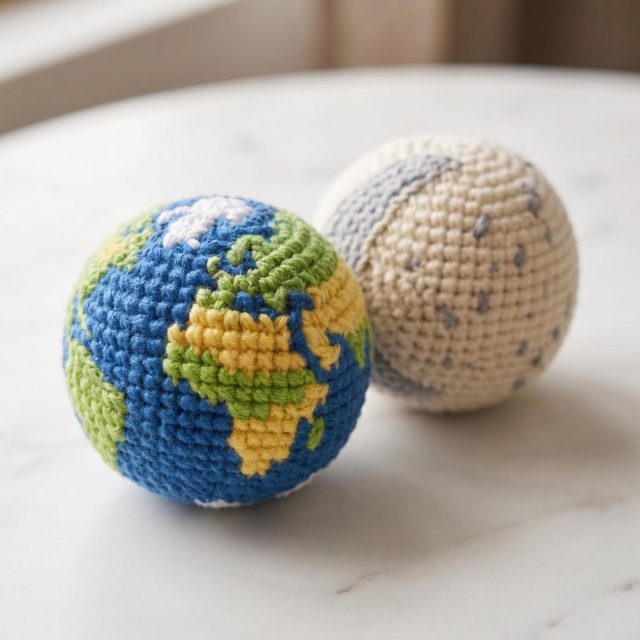 Crochet Earth Hacky Sack Globe Amigurumi Plush Handmade Style, Planet Decor Gift for Kids Teachers Nature Lovers