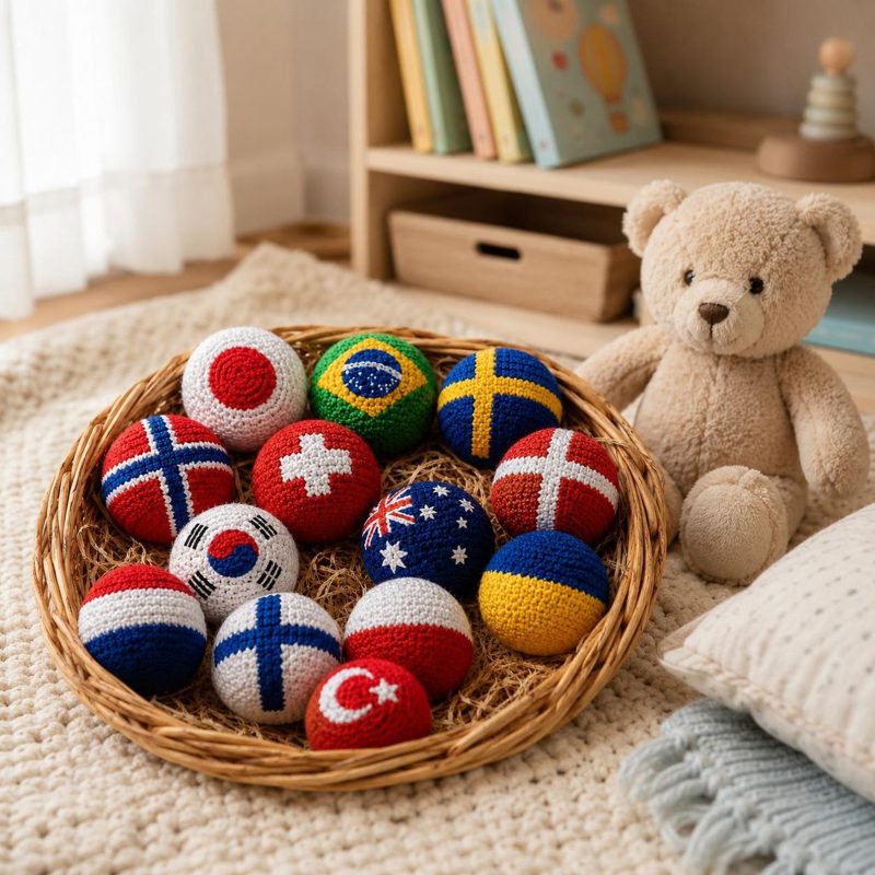 Handmade Cotton Crocheted Footbag Custom Flag Design, Gift for Juggling Beginners, Durable Soft Hacky Sack Ball