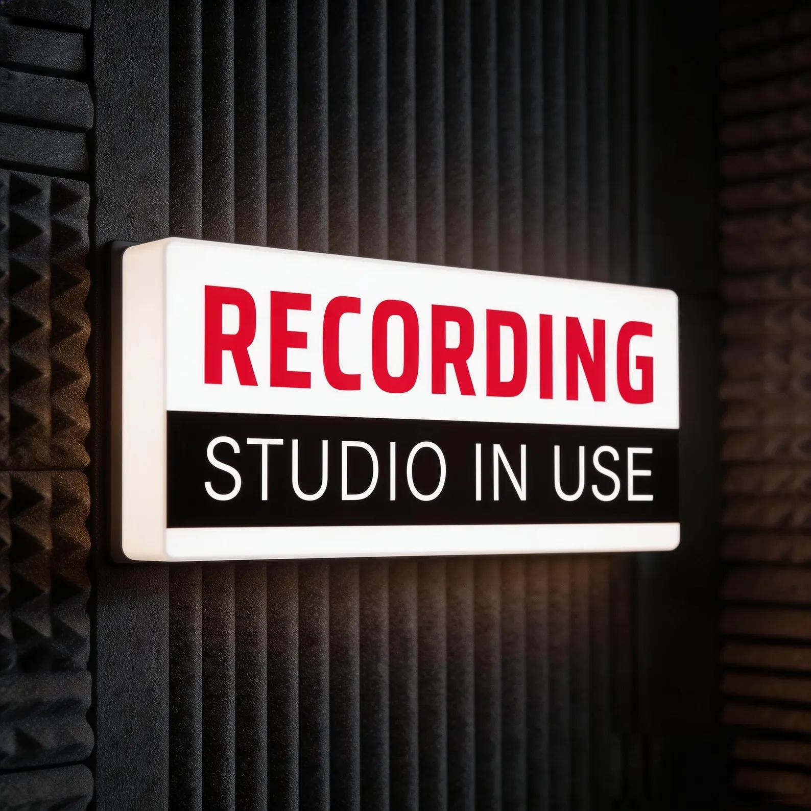 Recording Studio In Use LED Light Box Sign Wall Mounted