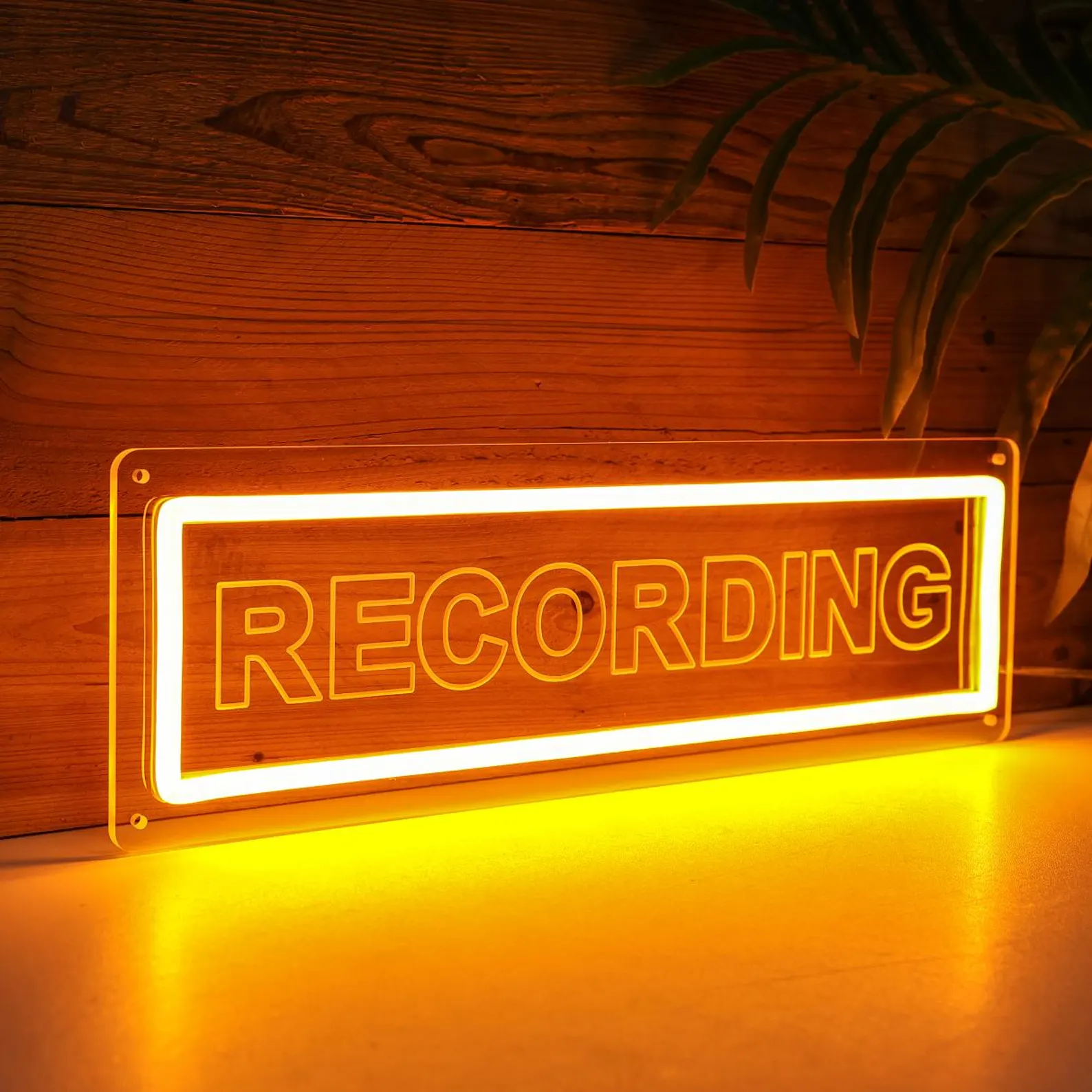 Recording Studio LED Neon Sign – Warm Yellow Acrylic Light for Home Studio